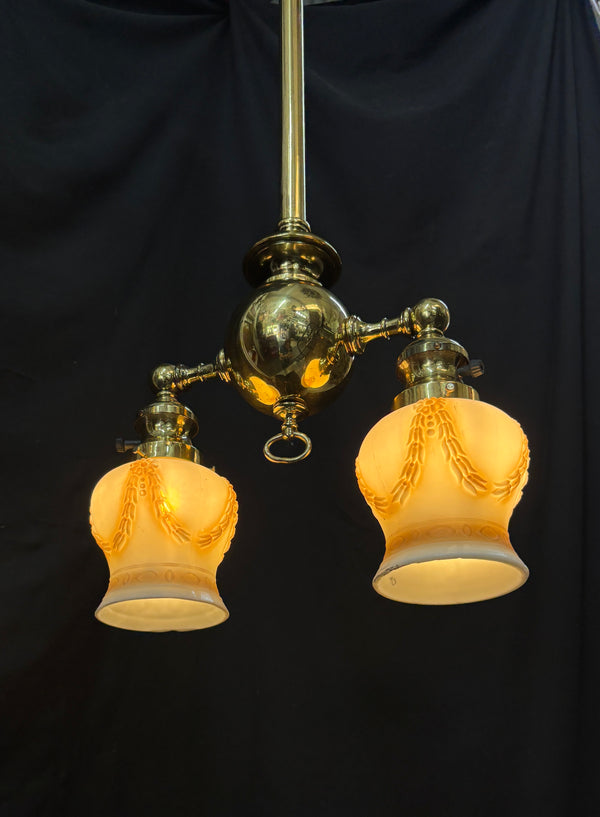 Brass 2-Light Chandelier with Shades GA21193