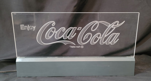 1980's Acrylic Coca Cola Free Standing Light Up Sign 18 3/8" x 10" GS01079
