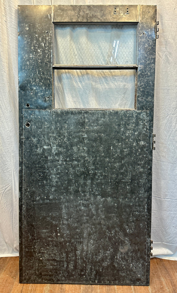Industrial 2-Pane Galvanized Steel & Chicken Wire Glass Door GA20563
