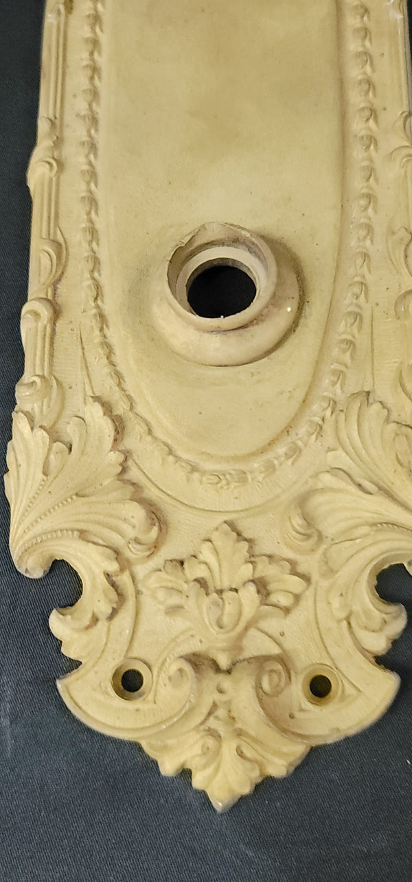 Art Nouveau Brass Door Backplate w/ Deadbolt Hole 13" T x 3 1/2" W GS00873