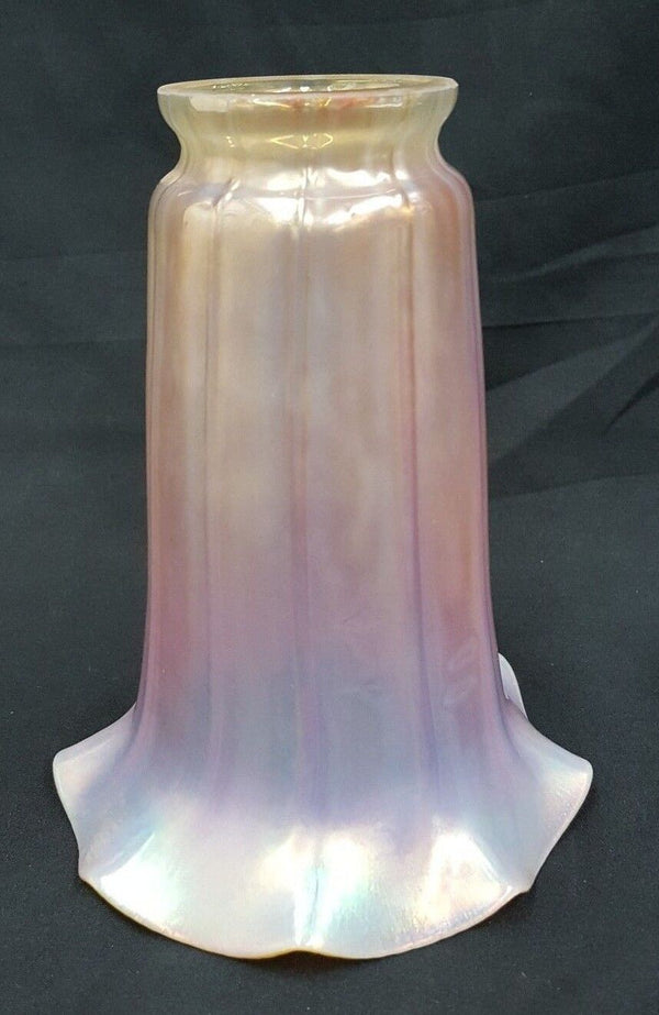 Art Nouveau Opalescent Lundberg Studios Pink A-Line Fluted Glass Shade