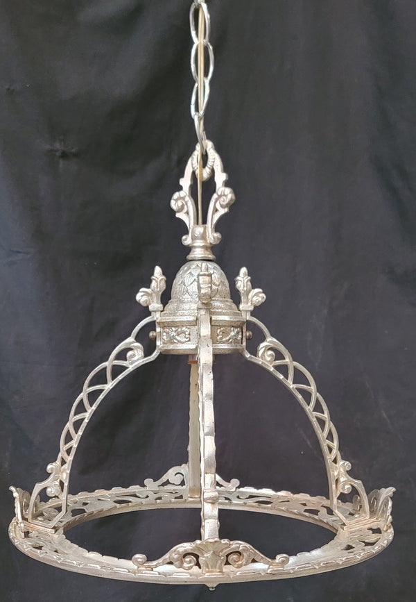 Restored Ornate Nickel Plated Brass Pendant Chandelier 16" x 52" GS00999