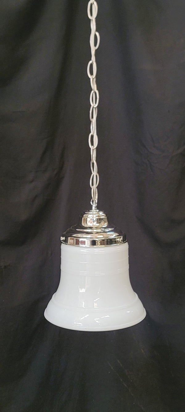 Restored Art Deco Pendant Light w/ Bell Shaped Bullseye Shade GS01056