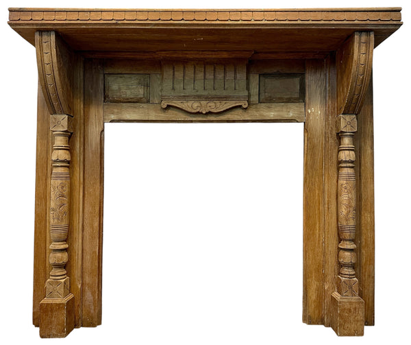 19th Century Restored Eastlake Carved Wood Fireplace Mantel GA20965