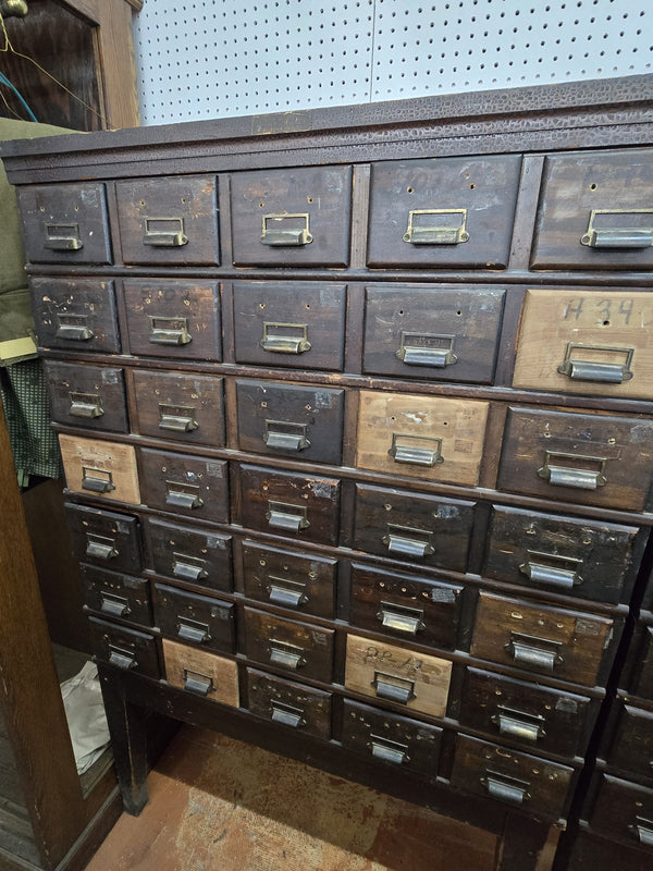 35 Drawer Catalog Bin Cabinet w/ Brass Hardware 47" x 67" x 18" GS00878