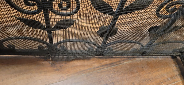 Vintage Ornate Wrought Iron Fireplace Fender 64" L x 16 1/2" T x 14" D GS00820