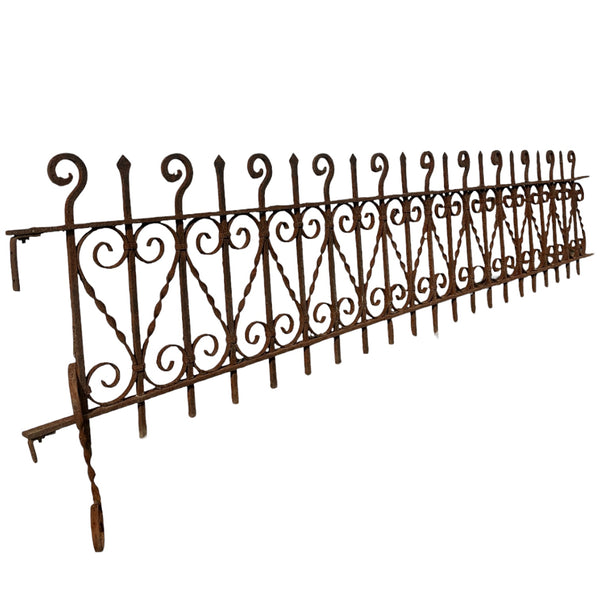 Antique Wrought Iron Garden Gate - 17" Tall x 89" Long - GA20860