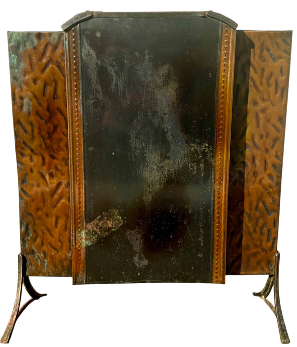 Antique Art Deco 3-Panel Steel Fireplace Screen w/ Lacquered Finish GA20682