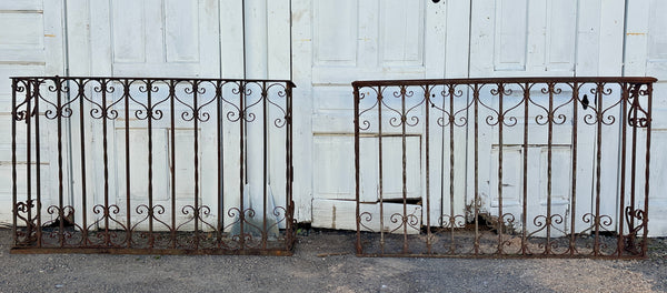 Set of 2 Three-Sided Antique Wrought Iron Balcony Railings GA20513