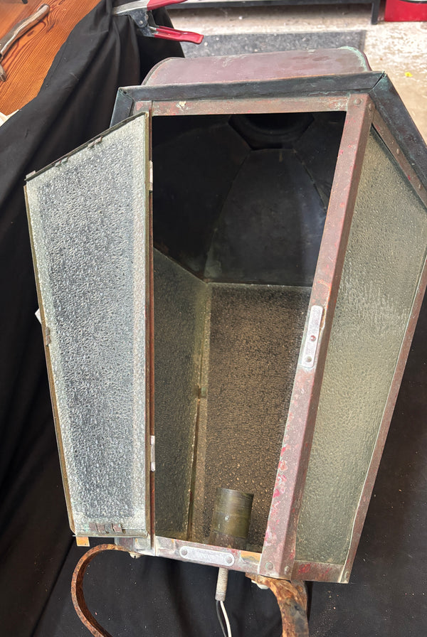 Riveted Copper Lamp Post Light with Green Patina GA21534