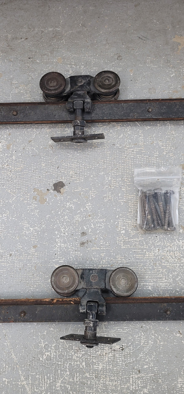 Rare! 2 Complete Pocket Door Hardware Sets w/ Railing Wheels & Screws GS00653