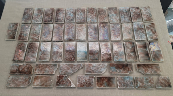 Set of 51 Glazed Fireplace Tiles w/ Mottled Design 4" x 2" GS010942