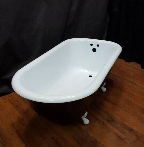 Restored Black & White Cast Iron Claw Foot Bathtub 60" x 30" x 22"