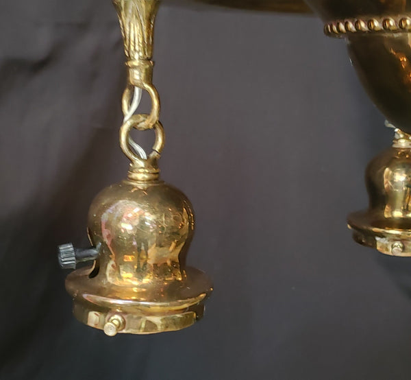 Restored Ornate Victorian 4 Light Brass Pan Chandelier GS01081