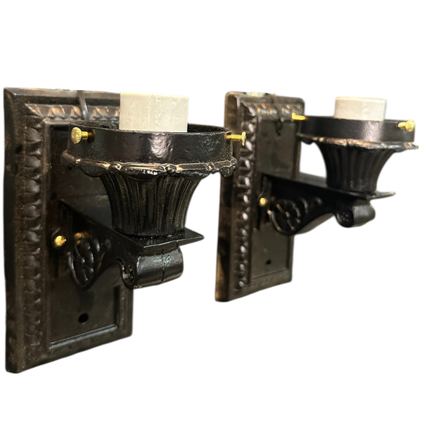 Restored Antique Cast Iron Wall Sconce Pair GA20684