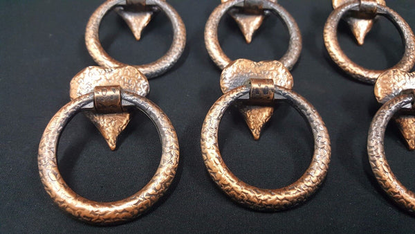 Architectural Salvage Brass Round Drawer Pull Handles With Heart Shapes Set of 6