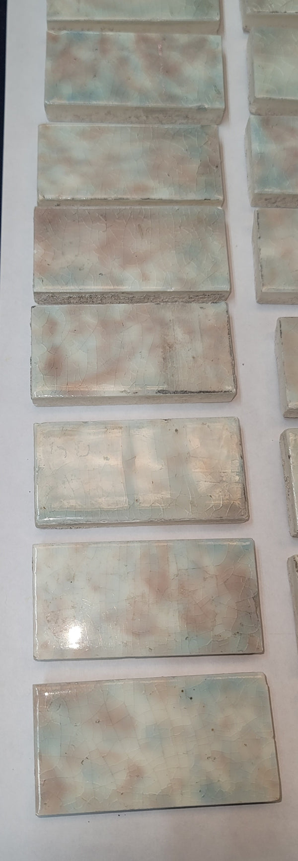 Antique Lot of 81 Mottled Trent Ceramic Fireplace Tiles 3" x 1 1/2" GS00680