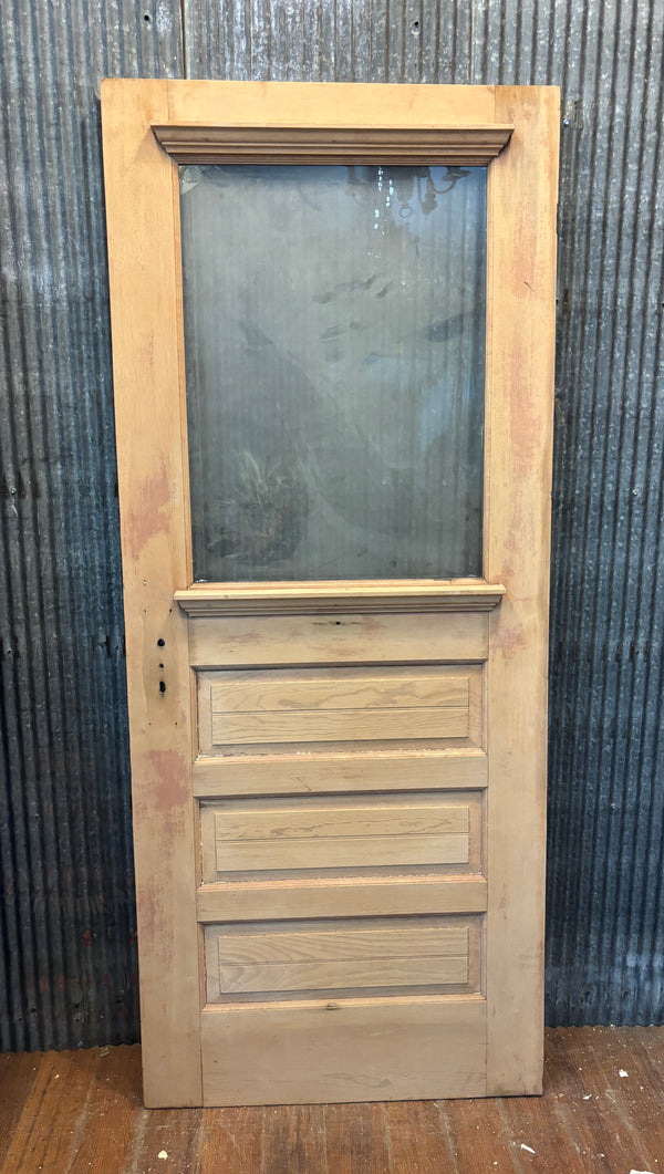 Heart Pine 3-Panel Half Glass Door GA21428