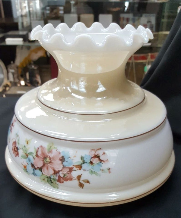 Vintage Floral Hurricane Lamp Shade 8 1/2" T x 10" W and 6 1/2" Fitter GS00982