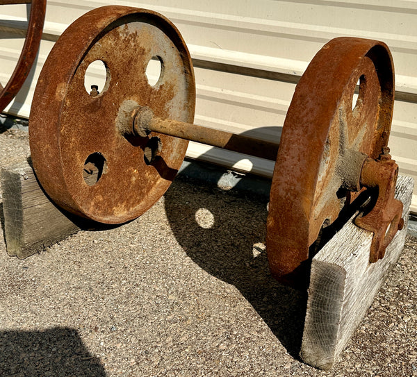 Pair of Industrial Cast Iron Cart Wheels GA20914