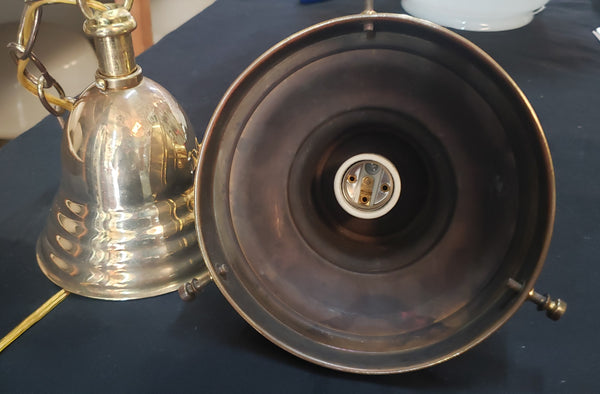 Restored Brass Pendant Light w/ Round White Shade GS01025