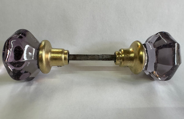8- Point Crystal Amethyst Glass Door Knob Set GA20321