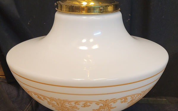Restored Pair of Pendant Light Fixtures w/ Ornate Shades 17" x 35" GS01014