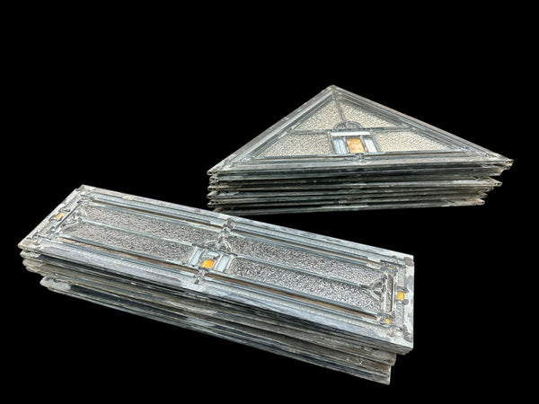 4 Sets of Stained + Pebbled Glass Window Panels GA20701