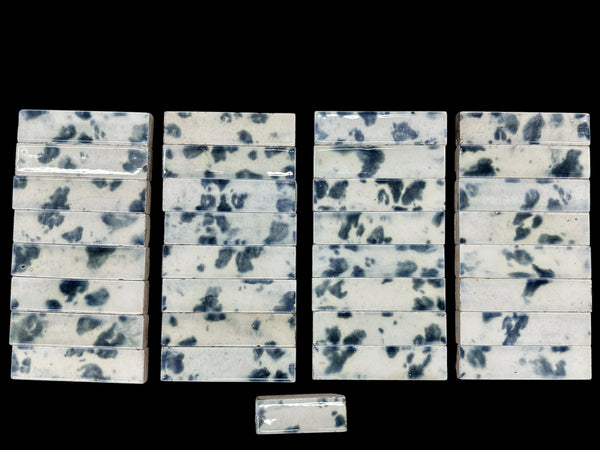 Early 20th Century C. Pardee 4.25" x 1" Blue Mottled Fireplace Tile Set GA20857