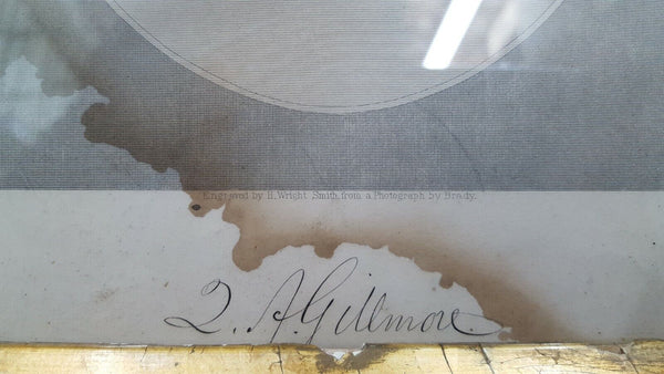 Engraved Photo of U.S. Civil War General Quincy Gillmore Walnut Shadow Box Frame