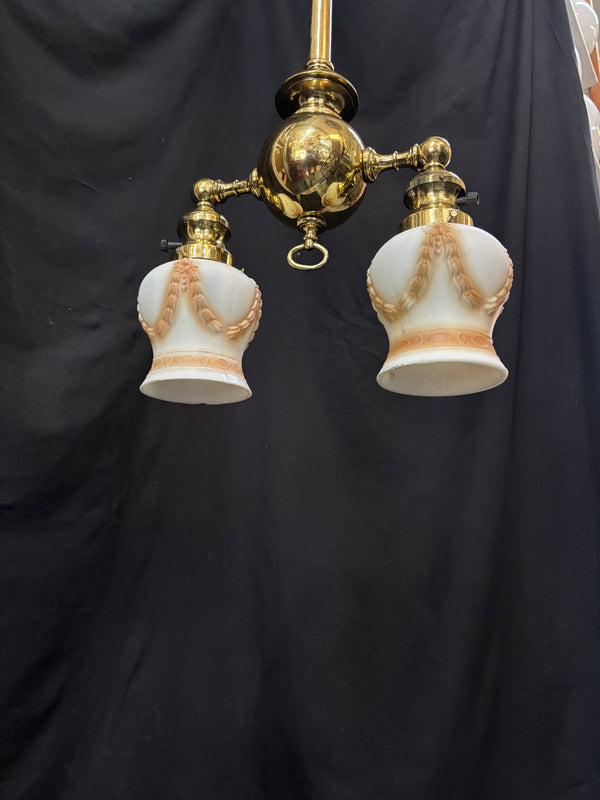 Brass 2-Light Chandelier with Shades GA21193