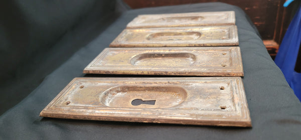 Set of 4 Rectangular Pocket Door Escutcheon Plates 6 7/8" x 2 1/2" GS01058