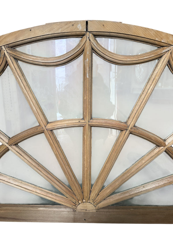 Restored Antique Arched Sunburst Transom Window GA20695