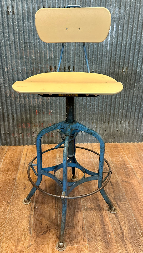 Vintage Toledo Metal Furniture Co. Work Stool w/ Backrest GA20532