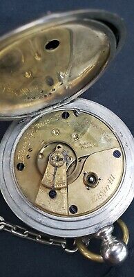 1877 Elgin Half Hunter Silverine 7 Jewel Model 1 Key Wound Pocket Watch