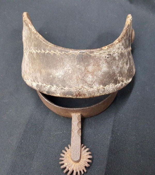 Original Confederate Cavalry Raking Spur With Horizontal Rowel & Leather Band