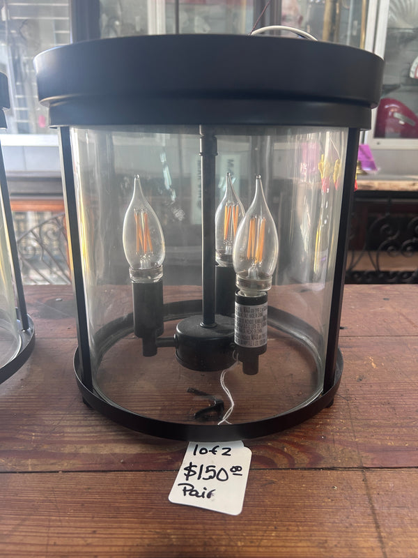 Pair of Metal Round Flush Mount Pendant Lights GS010979