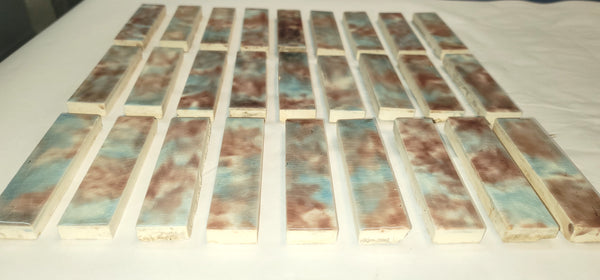 Vintage Lot of 27 Trent Mottled Ceramic Fireplace Tiles 4 1/4" x 1" GS00679
