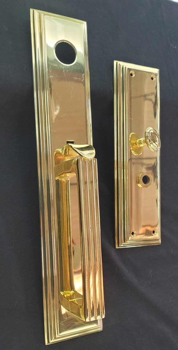 NOS Art Deco Baldwin Tremont Backplates w/ Dead Bolt Space & Thumb Turn GS00806