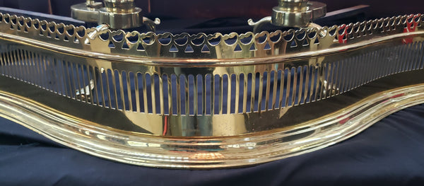 Vintage Virginia Metalcrafters Solid Brass Andirons & Fireplace Fender GS01075