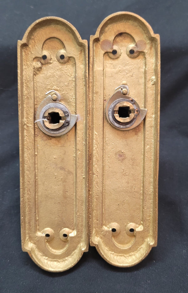 Pair of Georgian Style Solid Brass Dummy Knobs w/ Backplates GS00734