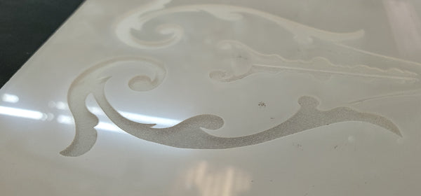 Pair of Victorian White Cased Etched Glass Panels 9 5/8" x 24" GS00785