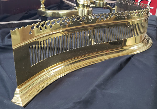 Vintage Virginia Metalcrafters Solid Brass Andirons & Fireplace Fender GS01075