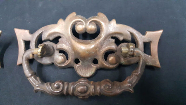 Architectural Salvage Wide Scroll & Heart Design Drawer Pull Handles Set of 4