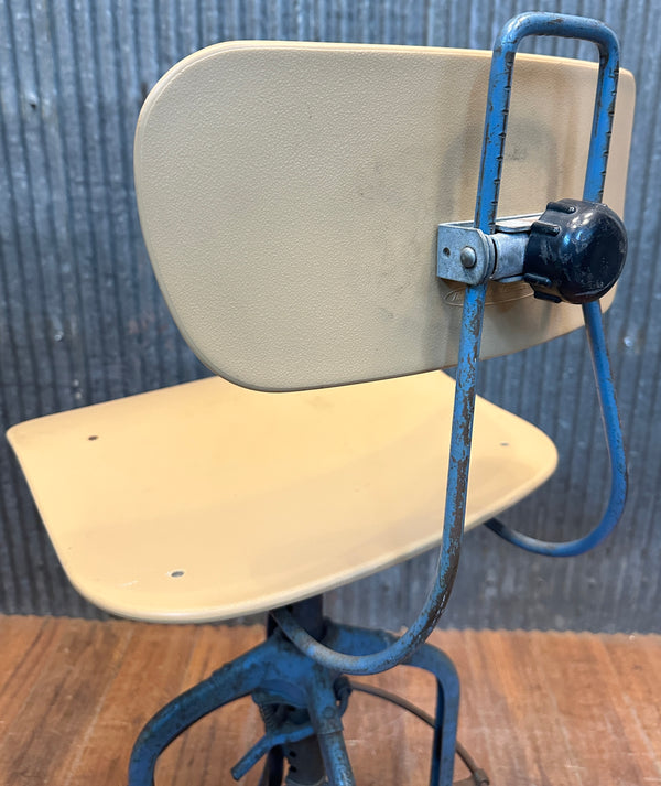 Vintage Toledo Metal Furniture Co. Work Stool w/ Backrest GA20532