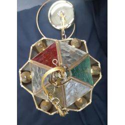 Multi-colored Textured Glass Lantern Chandelier with Chain & Ceiling Mount GA21074