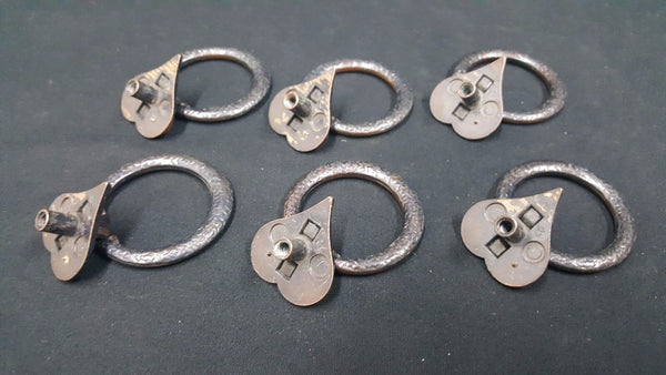 Architectural Salvage Brass Round Drawer Pull Handles With Heart Shapes Set of 6