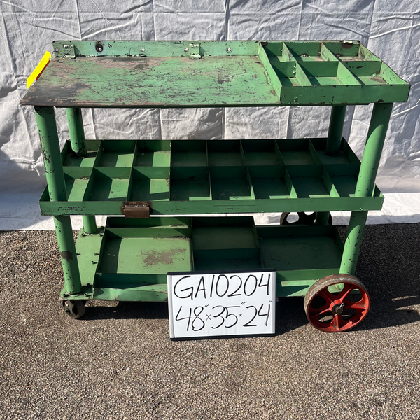 Green Metal Industrial Rolling Parts Cart GA10204