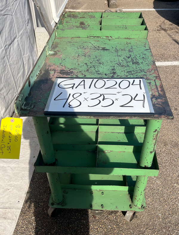 Green Metal Industrial Rolling Parts Cart GA10204