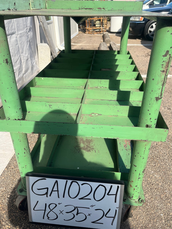 Green Metal Industrial Rolling Parts Cart GA10204